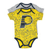 Youth Infant Indiana Pacers 3 Piece Slam Dunk Onesie Set in Navy by Nike - Combined Gold & Grey Onesies Front View