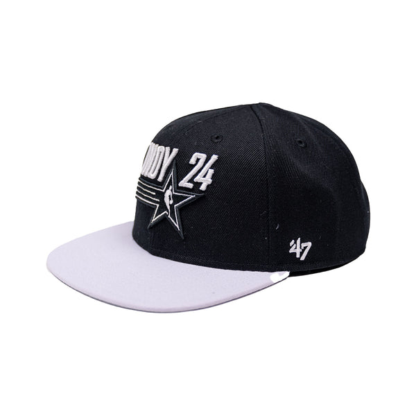 Adult NBA All-Star Weekend 2024 Sure Shot Two-Tone Captain Hat in Black by 47' Brand - Angled Left Side View