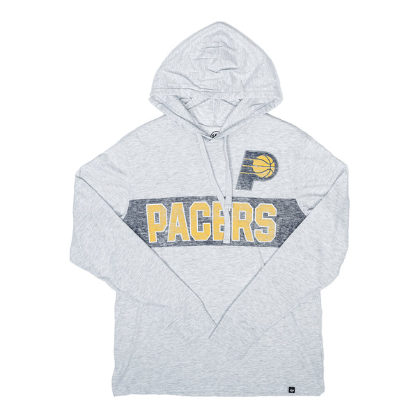 Adult Indiana Pacers Field Franklin Long Sleeve Lightweight Hooded Fleece in Grey by 47' - Front View
