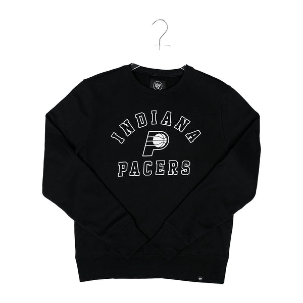 Adult Indiana Pacers Varsity Arch Crewneck Sweatshirt in Black by 47' Brand - Front View