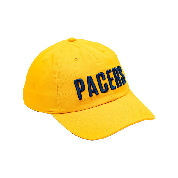 Adult Indiana Pacers Script Clean Up Hat in Gold by 47' - Angled Right Side View