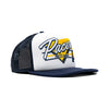 Adult Indiana Pacers Hang Out Trucker Hat in Navy by 47' - Angled Right Side View