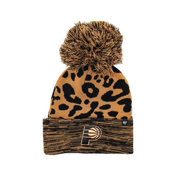 Women's Indiana Pacers Rosette Cuff Knit Hat in Tan by '47 - Front View