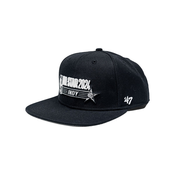 Youth NBA All-Star 2024 Indianapolis Lil' Shot Captain Hat in Black by 47' - Angled Left Side View