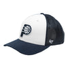 Adult Indiana Pacers Freshman Trucker Hat in Navy by 47' - Angled Left Side View