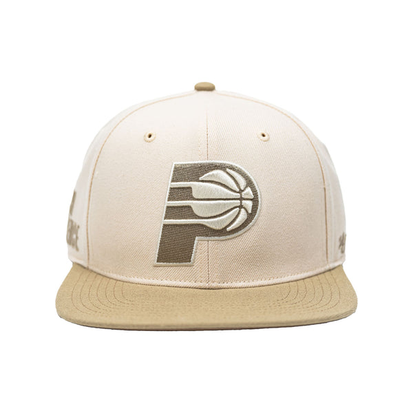 Adult Indiana Pacers Sierra Captain Hat in Natural by 47' Brand - Front View