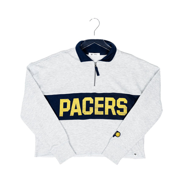 Women's Indiana Pacers Breakthrough Remi 1/4 Zip Long Sleeve Top in Grey by 47' Brand - Front View