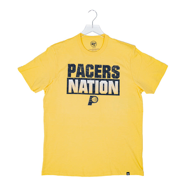 Adult Indiana Pacers Pacers Nation Franklin Short Sleeve T-shirt by 47' in Gold - Front View