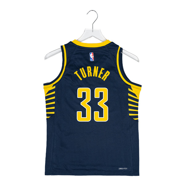 Youth Indiana Pacers Myles Turner Icon Swingman Jersey by Nike in Navy - Back View
