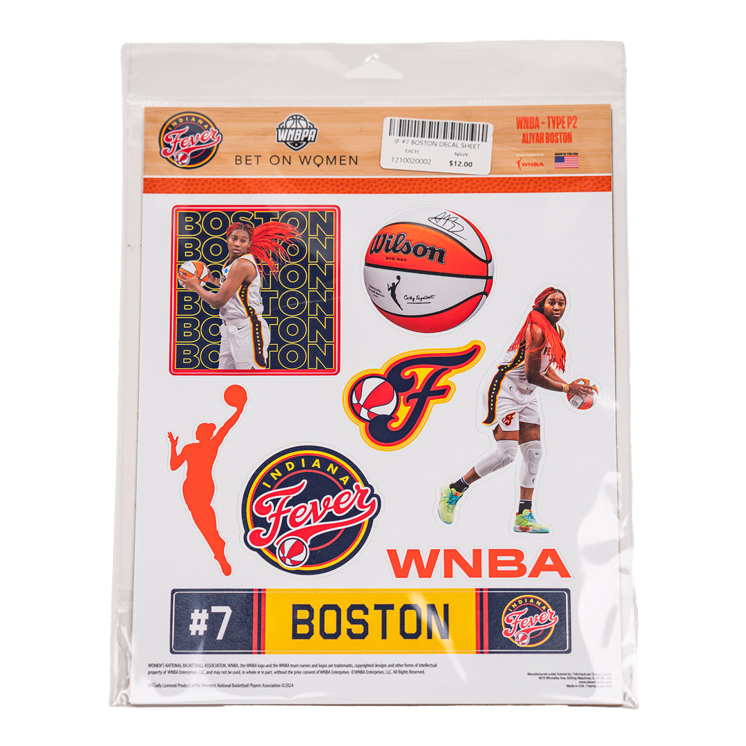 Indiana Fever Aliyah Boston #7 Decal Sheet in Navy by Wincraft - Front View