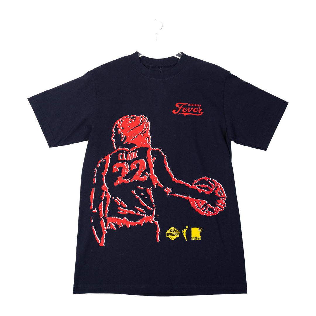 Adult Indiana Fever Caitlin Clark Draft Night T-shirt In Navy by Round 21 - Front View