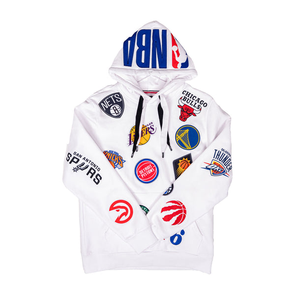 Adult All Team NBA Hooded Sweatshirt in White by FISL - Front View
