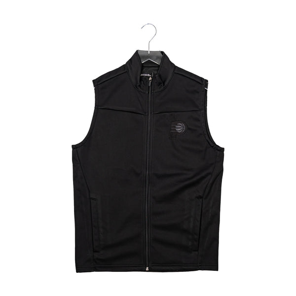 Adult Indiana Pacers Links Golf Full Zip Vest in Black by Antigua - Front View