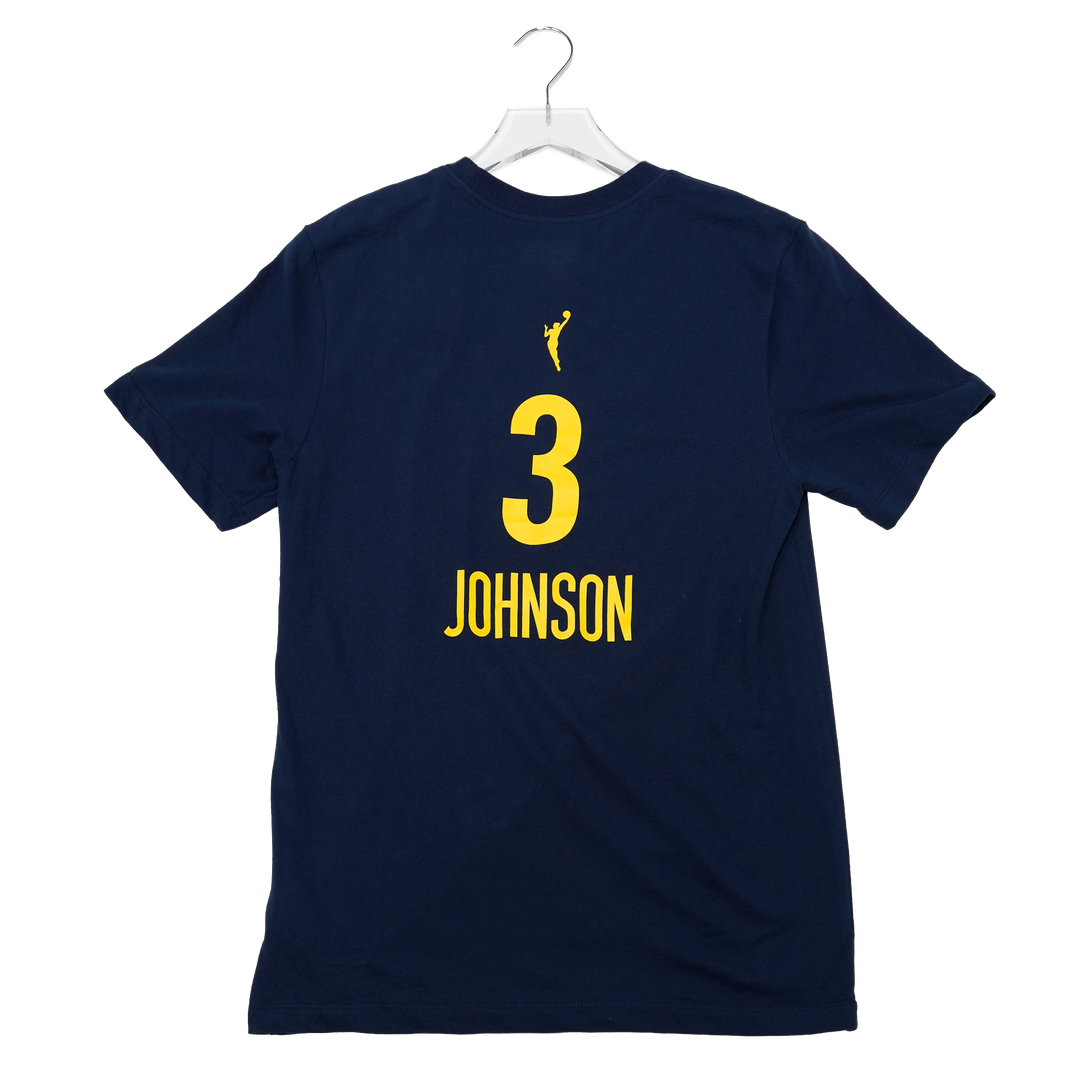 Adult Indiana Fever #3 Raven Johnson Explorer Name and Number T-shirt in Navy by Nike