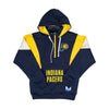 Adult Indiana Pacers 1/2 Zip Hooded Sweatshirt in Navy by Starter - Front View Zipped Up