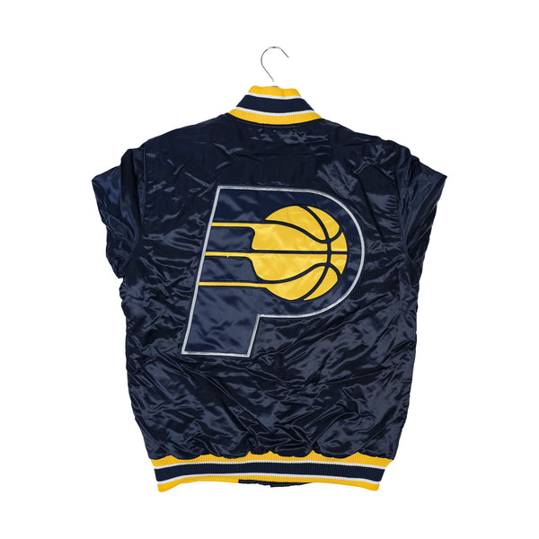 Adult Indiana Pacers Home Game Varsity Jacket in Navy by Starter - Back View