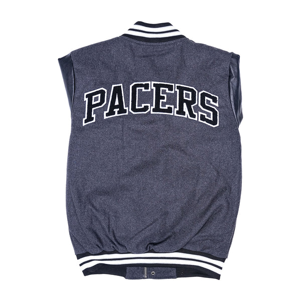 Adult Indiana Pacers First Round Varsity Jacket in Black by Starter - Back View