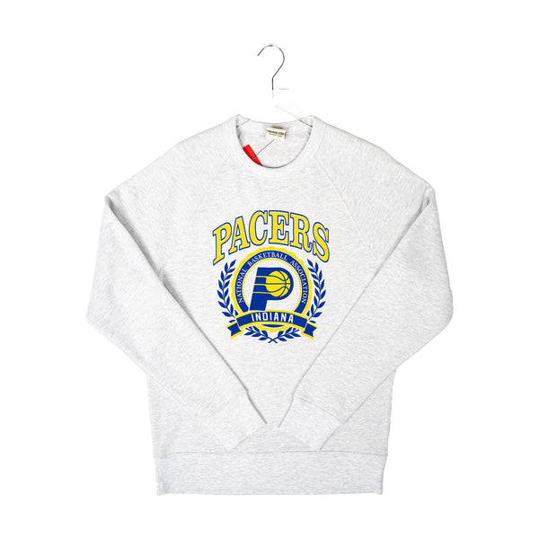 Adult Indiana Pacers Crest Crewneck Sweatshirt in Grey by Homage - Front View