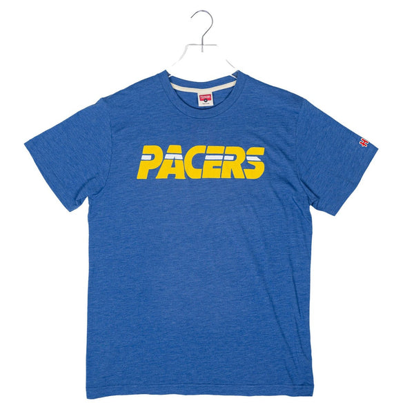 Adult Indiana Pacers Hardwood Classic Wordmark Logo in Blue T-shirt by Homage