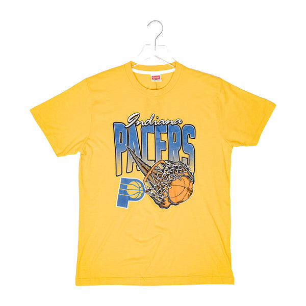 Adult Indiana Pacers On Fire T-shirt in Gold by Homage - Front View