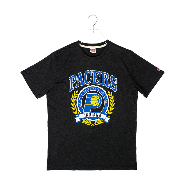 Adult Indiana Pacers Crest T-shirt in Charcoal by Homage - Front View