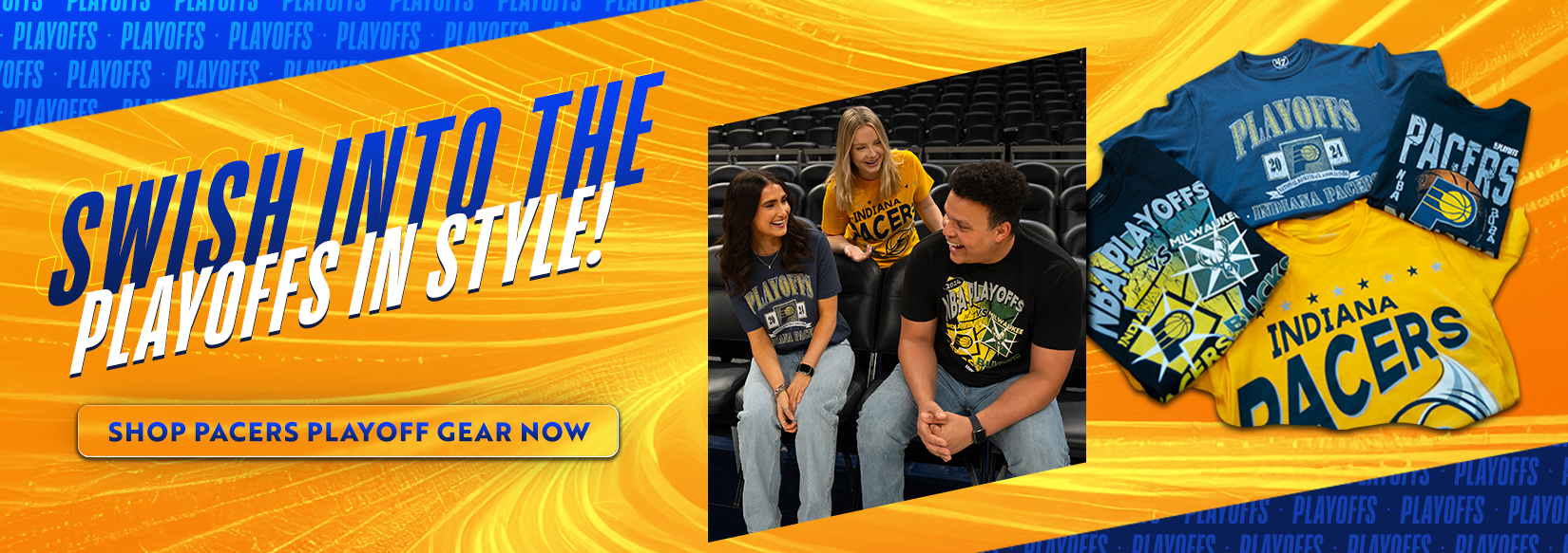Swish Into The Playoffs In Style! SHOP PACERS PLAYOFF GEAR NOW