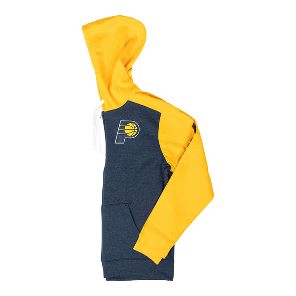 Adult Indiana Pacers Down and Distance Full Zip Hooded Fleece by Fanatics In Blue & Gold - Left Side View