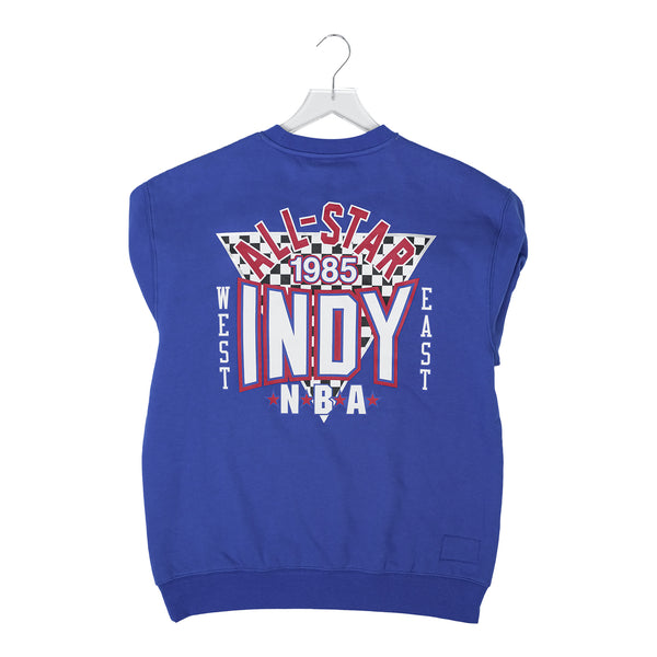 Adult Indianapolis NBA All-Star Weekend 1985 All-Over Crew Neck Sweatshirt in Grey by Mitchell and Ness - Back View