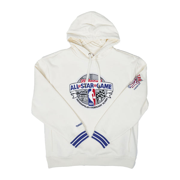Adult All-Star Weekend 1985 Chainstitch Hooded Sweatshirt in Natural by Mitchell and Ness