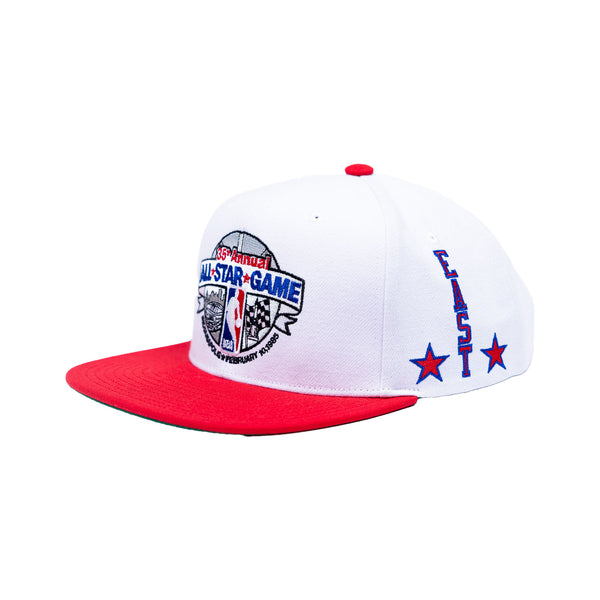 Adult All-Star Weekend 1985 East Snapback in White by Mitchell and Ness - Angled Left Side View