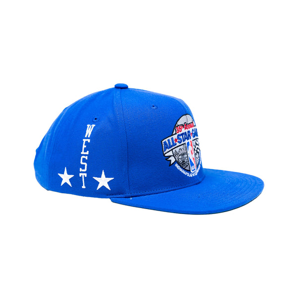 Adult All-Star Weekend 1985 West Snapback in Royal by Mitchell and Ness - Angled Right Side View