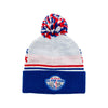 Adult All-Star Weekend 1985 Eastern Conference Pom Knit Hat in White by Mitchell and Ness