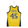 Adult Indiana Pacers Rik Smits #45 Gold Pinstripe Hardwood Classic Jersey by Mitchell and Ness