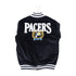 Adult Indiana Pacers Collegiate Corduroy Varsity Jacket in Black by Mitchell and Ness - Back View