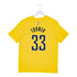 Adult Indiana Pacers #33 Myles Turner Statement Name and Number T-Shirt by Jordan in Gold - Back View