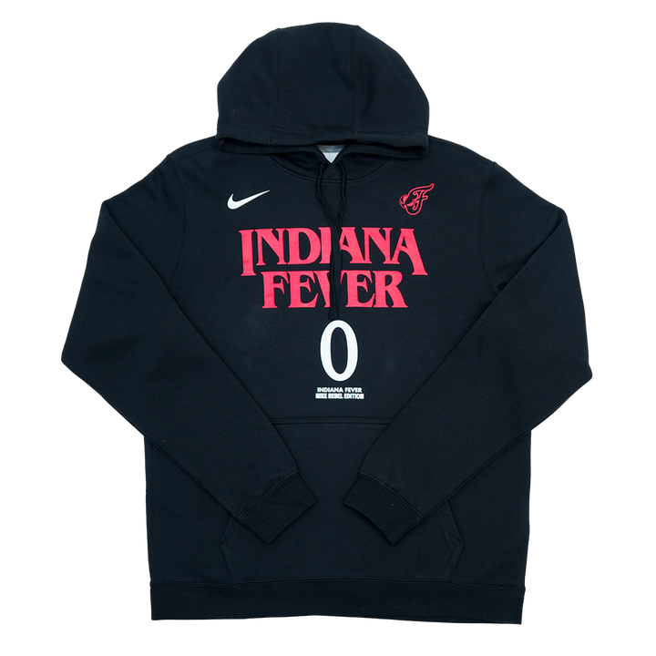 Adult Indiana Fever #0 Kelsey Mitchell Stranger Things Rebel Name and Number Hooded Sweatshirt in Black by Nike