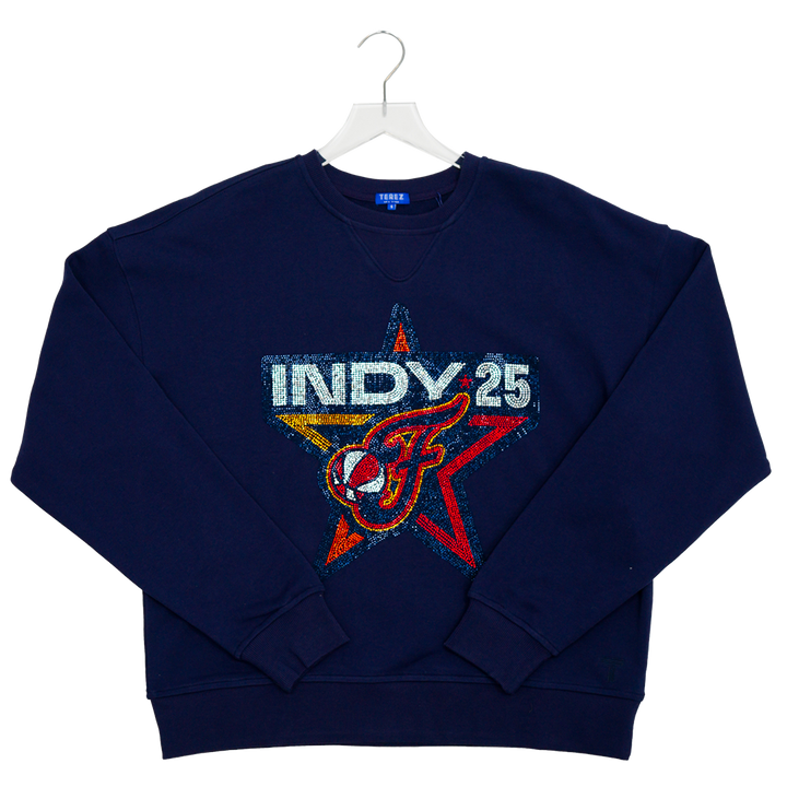Women's WNBA All-Star 2025 Indy Gem Logo Crew Fleece in Navy by Wild Collective