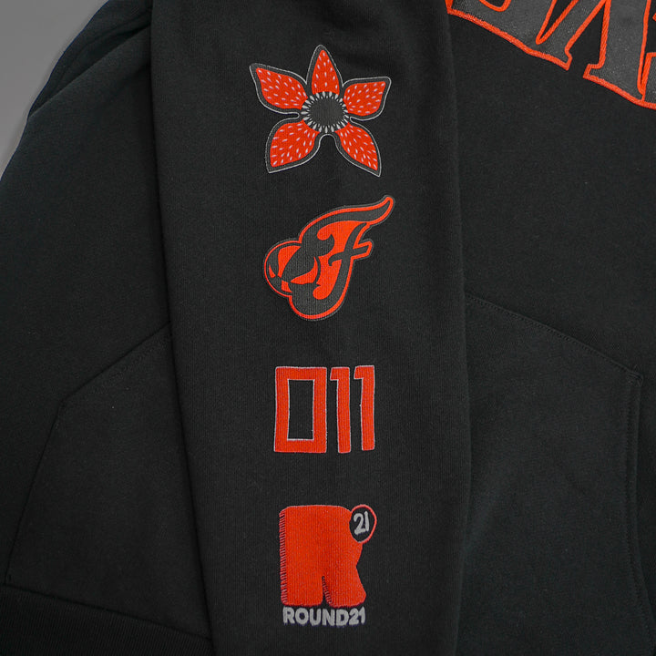 Adult Indiana Fever Stranger Things Parallel Hooded Sweatshirt in Black by Round21