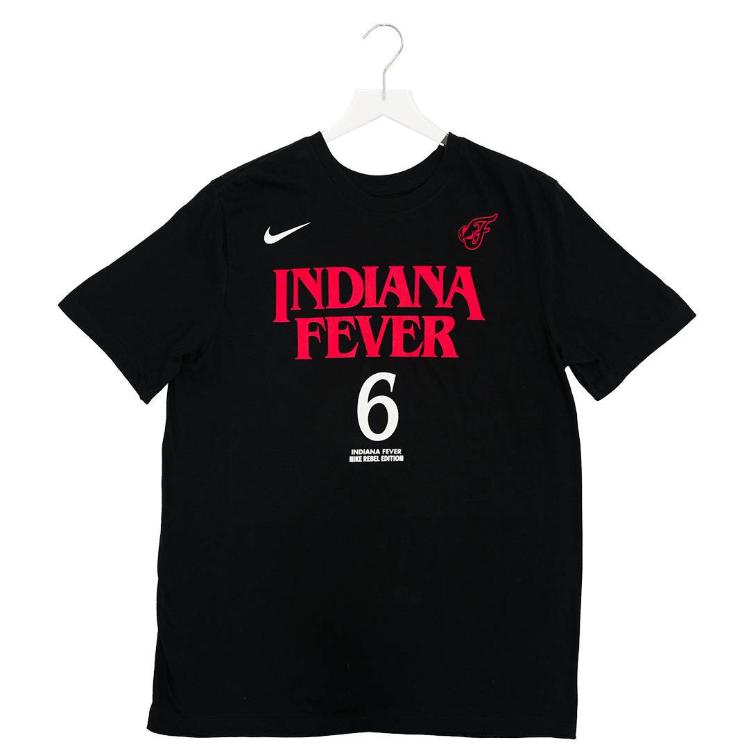 Adult Indiana Fever #6 Natasha Howard Stranger Things Rebel Name and Number T-shirt in Black by Nike