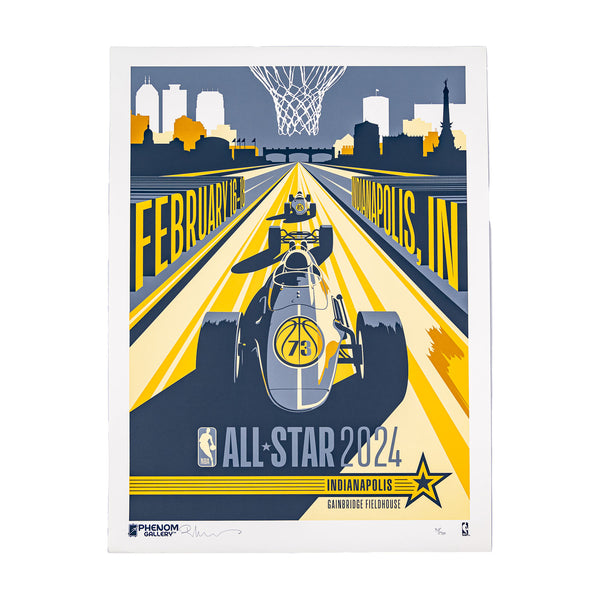 NBA All-Star 2024 Indianapolis Limited Edition Poster in Black by Uncanny Brand - Front View