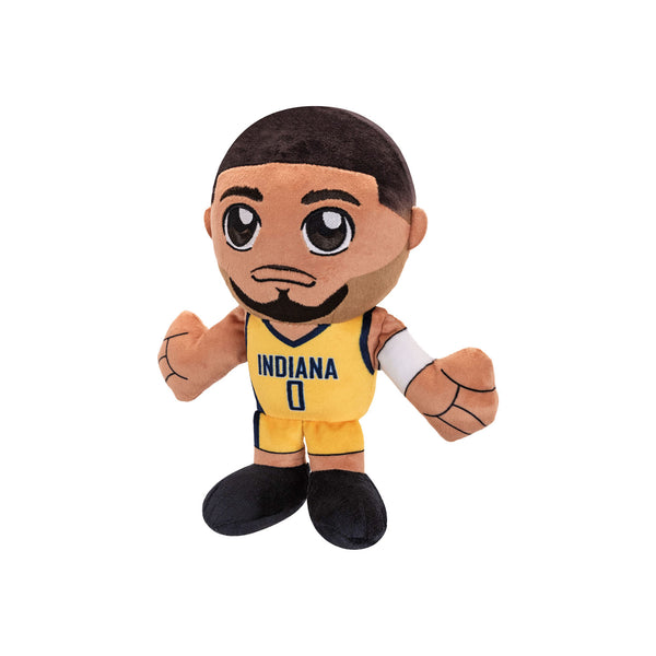 Indiana Pacers 8inch Tyrese Haliburton Plushie in Gold by Bleacher Creature - Angled Right Side View