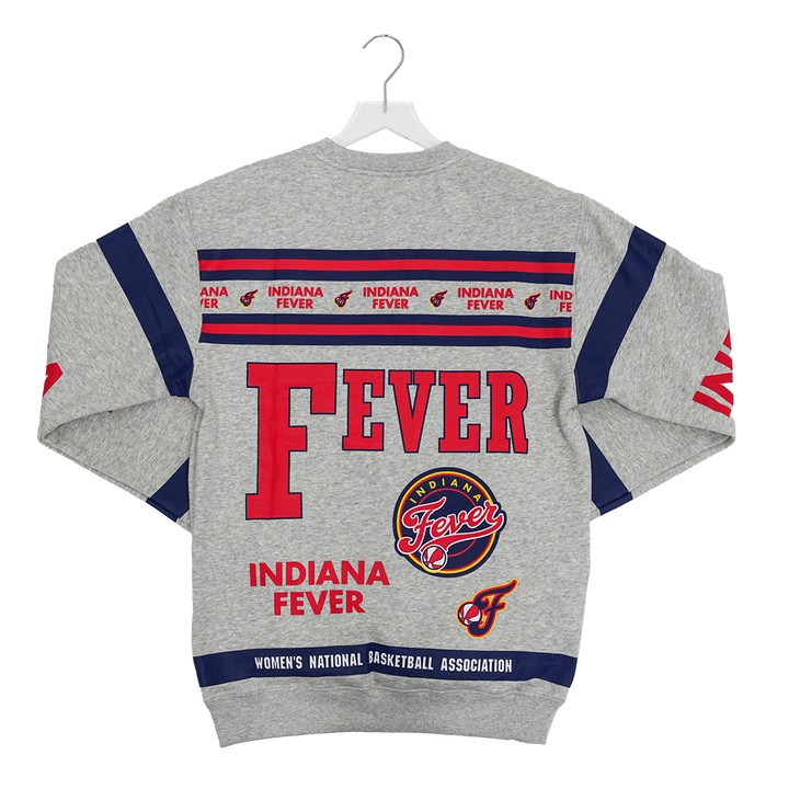 Adult Indiana Fever All Over Print Crewneck Sweatshirt in Grey by Mitchell and Ness