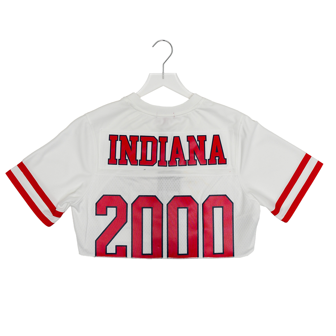Women's Indiana Fever Cropped Fashion Football Jersey in White by Mitchell and Ness