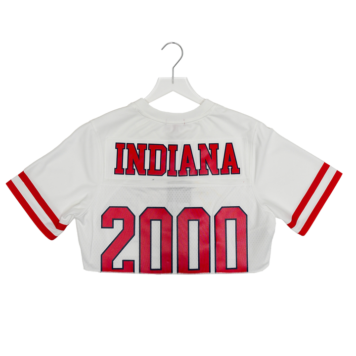 Women's Indiana Fever Cropped Fashion Football Jersey in White by Mitchell and Ness