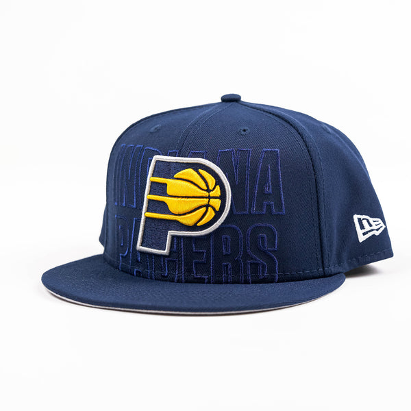 Adult Indiana Pacers 23-24' Official NBA Draft 59Fifty Hat by New Era In Blue - Angled Left Side View