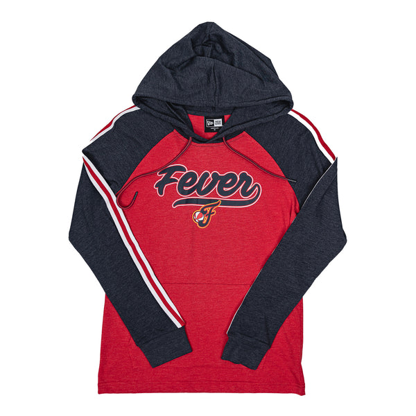 Women's Indiana Fever Blended Long Sleeve Hooded T-shirt in Red by New Era - Front View
