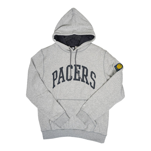 Adult Indiana Pacers Contrast Hood Pullover Fleece by New Era In Grey - Front View