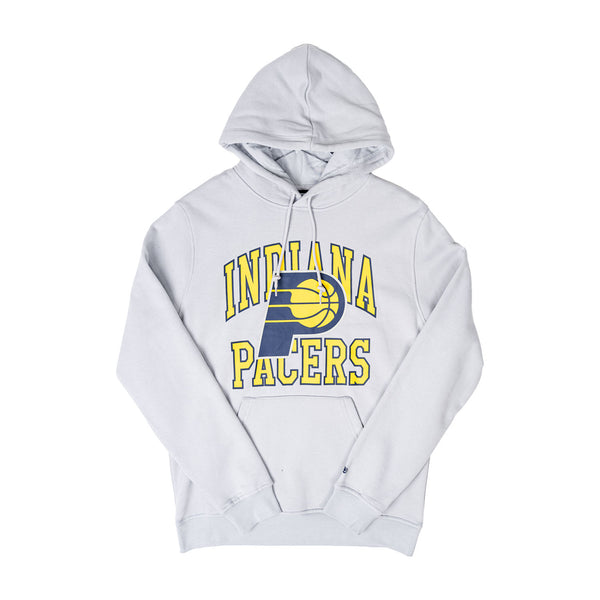 Adult Indiana Pacers 23-24' Tip-Off Hooded Sweatshirt in Grey by New Era - Front View
