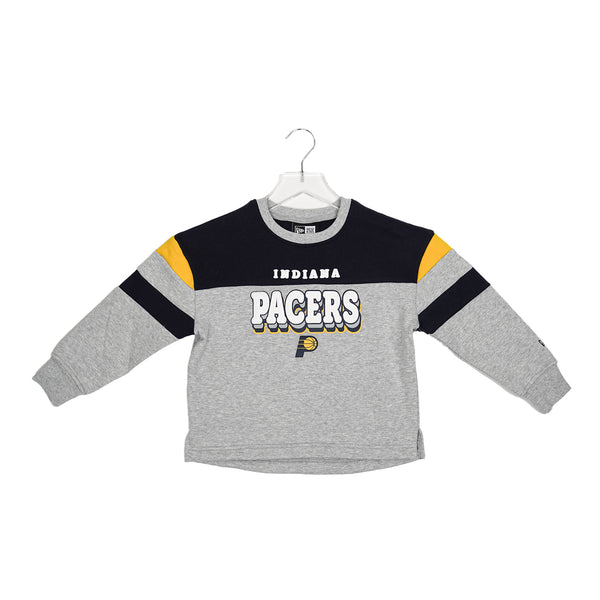 Youth Girls Indiana Pacers Puff Crewneck Sweatshirt in Grey by New Era - Front View