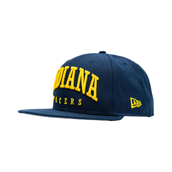 Adult Indiana Pacers Text 59Fifty Hat in Navy by New Era - Angled Left Side View